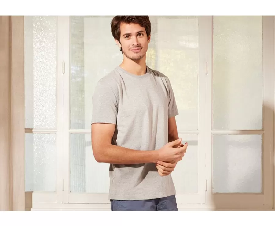 Fashion Camiseta de algodón orgánico lisa Gris moteado claro Edgar Iii Camisetas