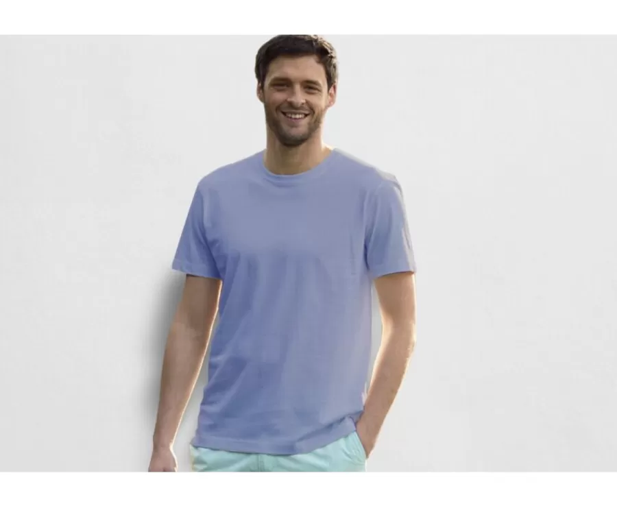 Sale Camiseta lisa de algodón orgánico Azul Vaquero Claro Edgar Iii Camisetas