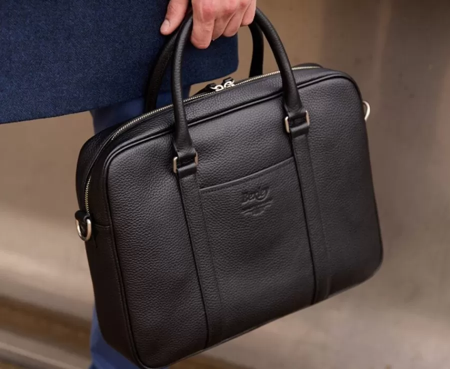 New Cartera de hombre de piel con bandolera Negro Granulado Karlington Iii Maletínes, Bolsos Y Guantes