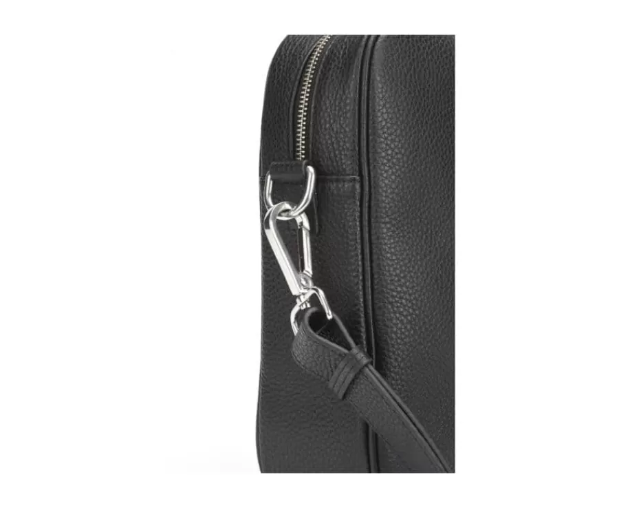 New Cartera de hombre de piel con bandolera Negro Granulado Karlington Iii Maletínes, Bolsos Y Guantes
