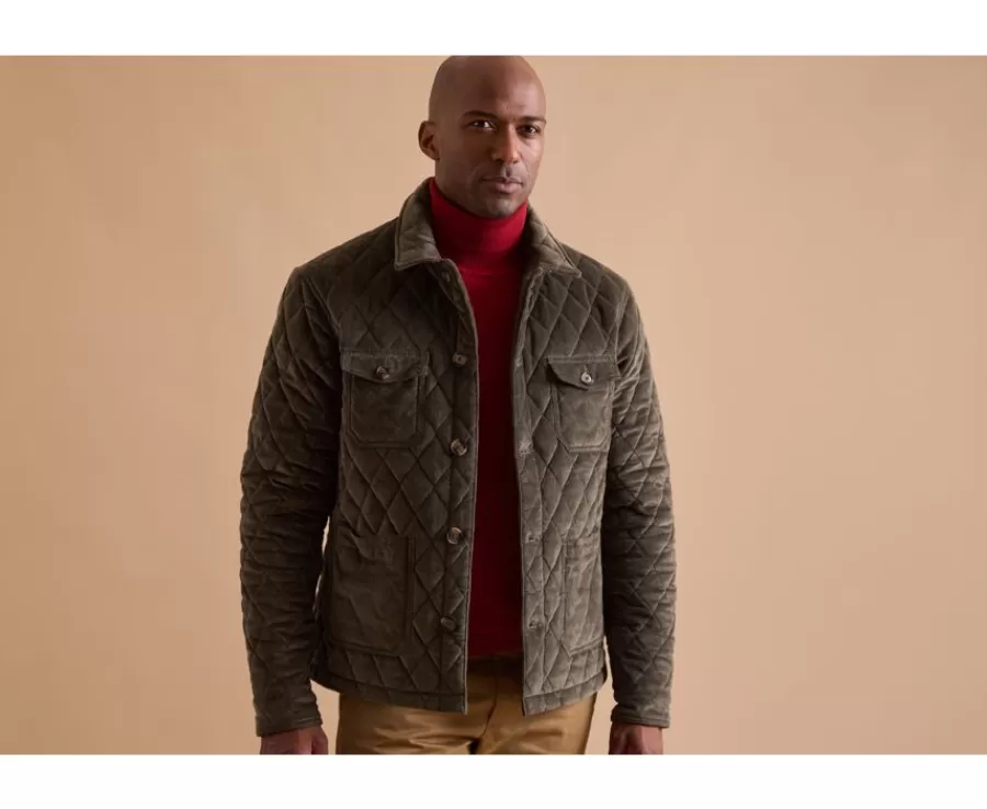 Flash Sale Chaqueta acolchada de pana verde oliva oscuro para hombre Filibert Cazadoras Y Chaquetas De Tela