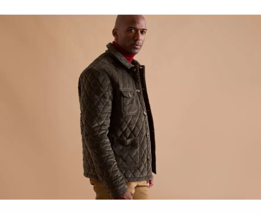 Flash Sale Chaqueta acolchada de pana verde oliva oscuro para hombre Filibert Cazadoras Y Chaquetas De Tela