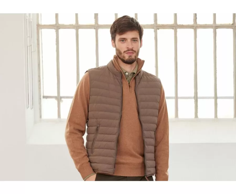 Outlet Chaqueta de plumas sin mangas para hombre Marrón Claro Niels Ii Chalecos Acolchados