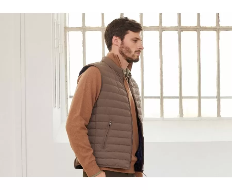 Outlet Chaqueta de plumas sin mangas para hombre Marrón Claro Niels Ii Chalecos Acolchados