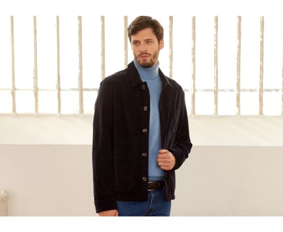 Shop Chaqueta de terciopelo para hombre Azul marino Fidélien Cazadoras Y Chaquetas De Tela