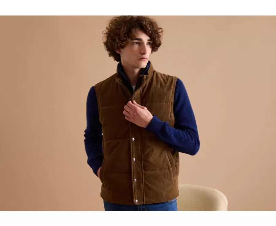 Best Chaqueta sin mangas terciopelo para hombre - Caqui Hilmar Chalecos Acolchados | Plumíferos