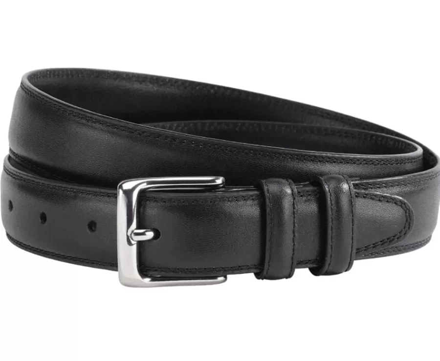 Discount Cinturón de cuero negro para hombre con hebilla plateada Brixton Silver Cinturones