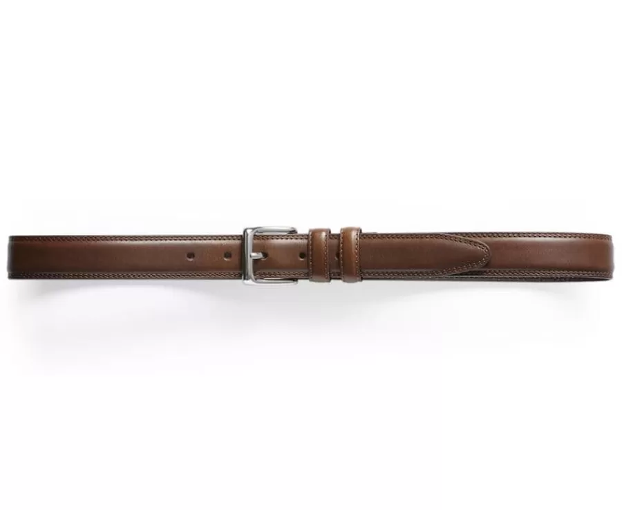 Cheap Cinturón de cuero para hombre castaño con hebilla plateada Brixton Silver Cinturones