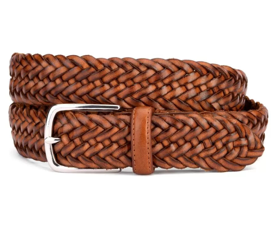 Flash Sale Cinturón de cuero trenzado para hombre Dorado patinado Northgate Silver Cinturones