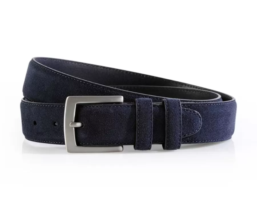 Store Cinturón de lujo para hombre de terciopelo Azul marino Westgate Silver Cinturones