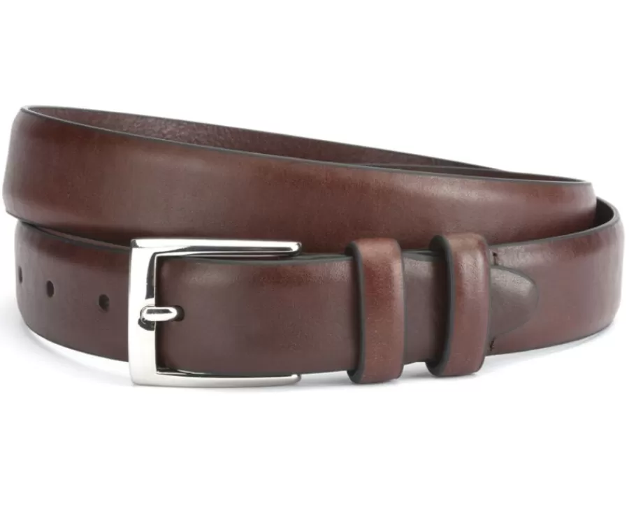 Clearance Cinturón de traje de hombre patinado Marrón patinado Ramsgate Silver Cinturones
