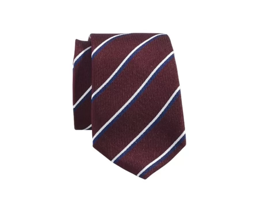 Best Corbata de hombre de seda Burdeos y rayas Marino y Crudo Corbatas, Pajaritas Y Pañuelos De Bolsillo | Corbatas Y Pajaritas