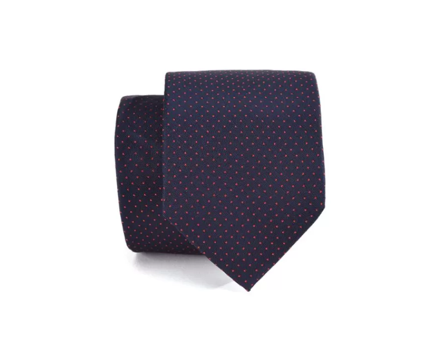 Hot Corbata de seda Azul marino con micropuntos rojos para hombre Corbatas, Pajaritas Y Pañuelos De Bolsillo | Corbatas Y Pajaritas