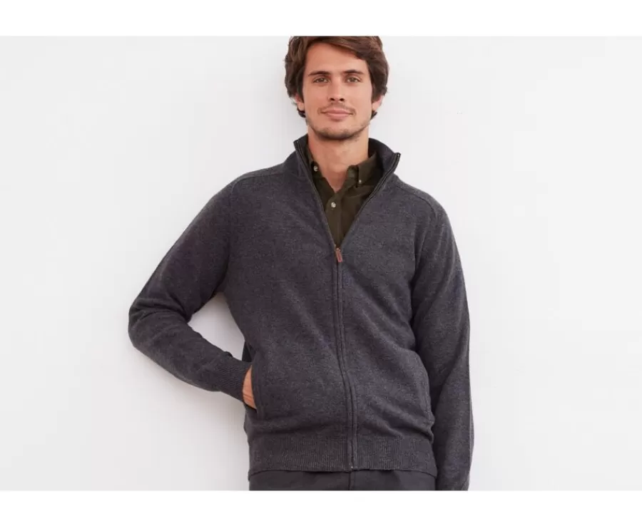 Store Cárdigan de lana hombre con cremallera Gris Antracita moteado Kane Cárdigans | Jerséis De Punto