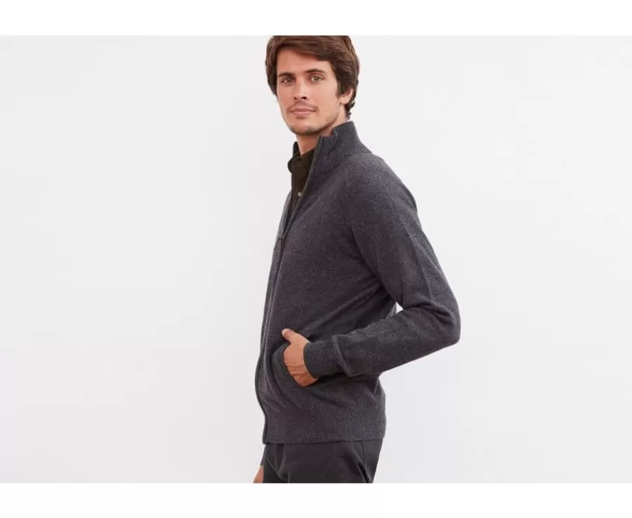 Store Cárdigan de lana hombre con cremallera Gris Antracita moteado Kane Cárdigans | Jerséis De Punto