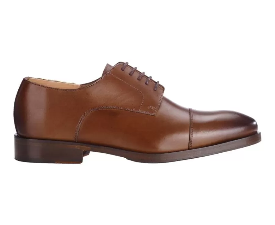 Cheap Derbies Castaño patinado de hombre con suela de cuero y goma de caucho Maywell Patin Zapatos Derby Y Bluchers