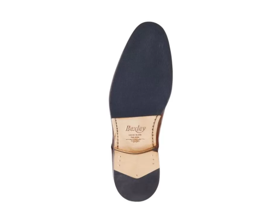 Cheap Derbies Castaño patinado de hombre con suela de cuero y goma de caucho Maywell Patin Zapatos Derby Y Bluchers