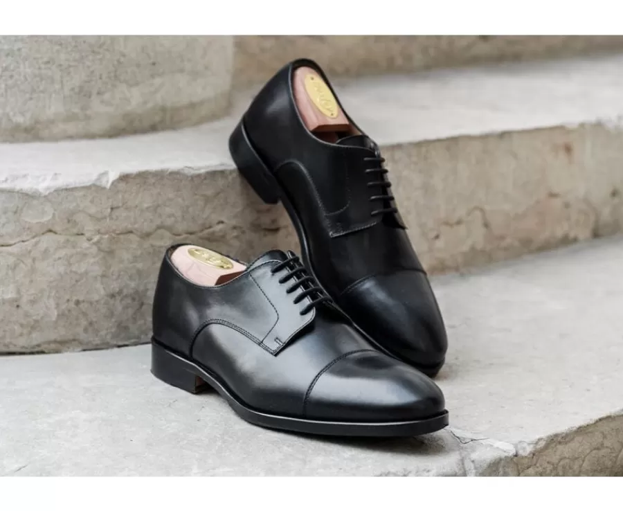 Store Derbies negros de hombre con suela de cuero y goma de caucho Maywell Patin Zapatos Derby Y Bluchers