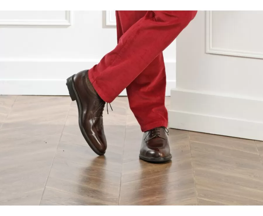 Online Derby para hombre Chocolate con suela de caucho Kent Gomme Country Zapatos Confort | Zapatos Derby Y Bluchers