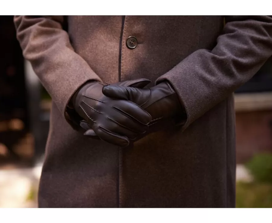 Best Sale Guantes de hombre en piel de cordero Chocolate Maletínes, Bolsos Y Guantes