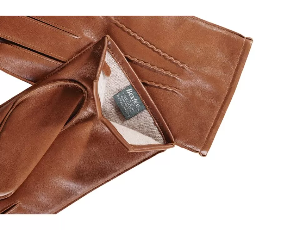 Store Guantes de piel de cordero Coñac para hombre Maletínes, Bolsos Y Guantes