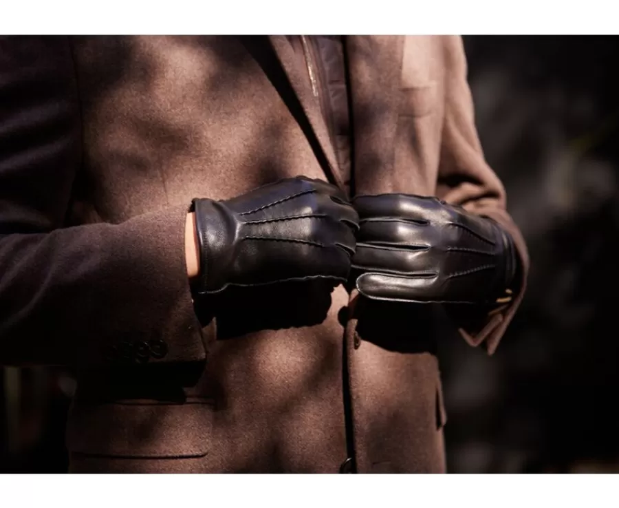 Clearance Guantes de piel de cordero negros para hombre Maletínes, Bolsos Y Guantes