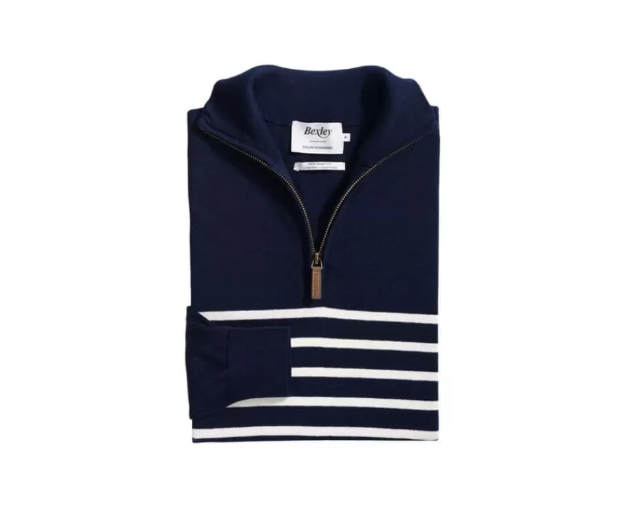 Online Jersey con cuello cremallera marinero para hombre Marino y Crudo Vladiac Jerséis De Cuello Cremallera | Jerséis Algodón Bio/cachemira