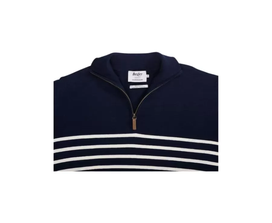 Online Jersey con cuello cremallera marinero para hombre Marino y Crudo Vladiac Jerséis De Cuello Cremallera | Jerséis Algodón Bio/cachemira