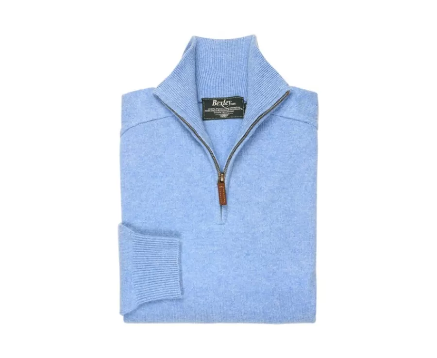 New Jersey de hombre de lana con cuello con cremallera Azul moteado Kenneth Jerséis De Cuello Cremallera | Jerséis De Punto