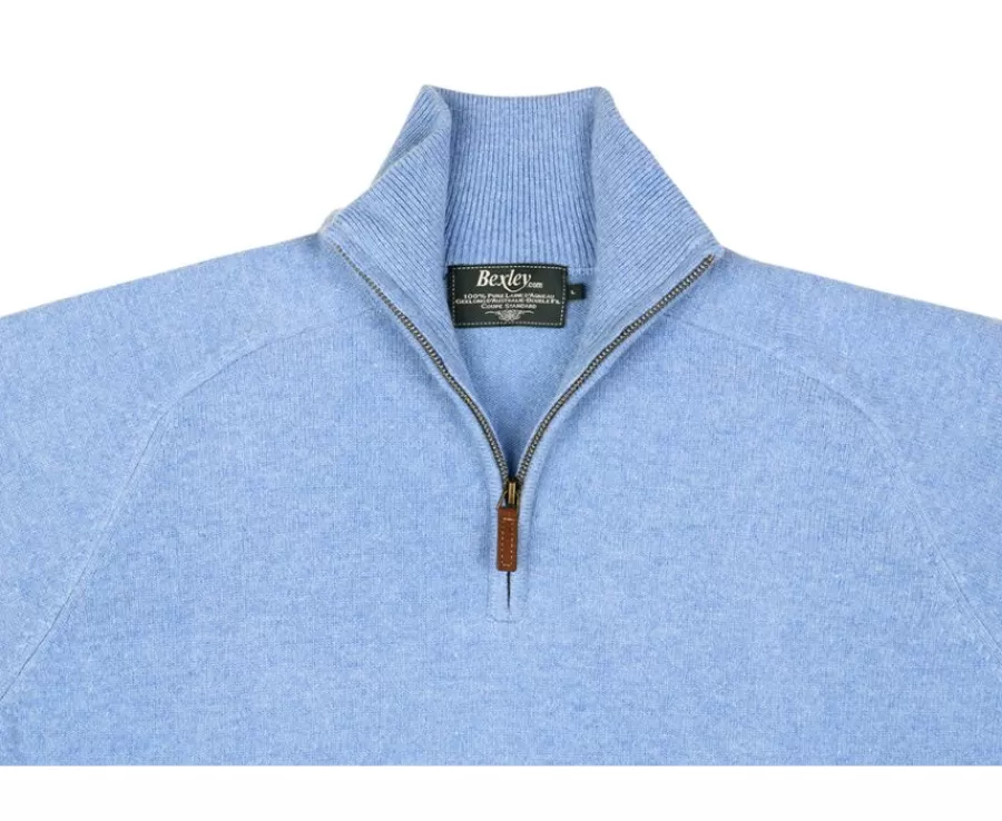 New Jersey de hombre de lana con cuello con cremallera Azul moteado Kenneth Jerséis De Cuello Cremallera | Jerséis De Punto