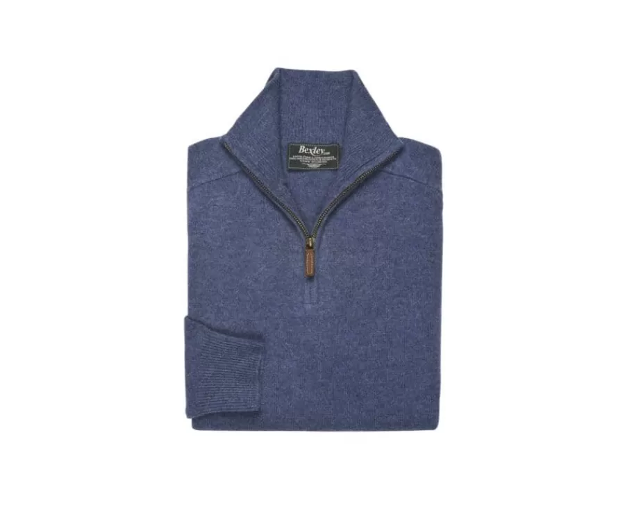 Fashion Jersey de hombre de lana con cuello con cremallera Azul oscuro moteado Kenneth Jerséis De Cuello Cremallera | Jerséis De Punto