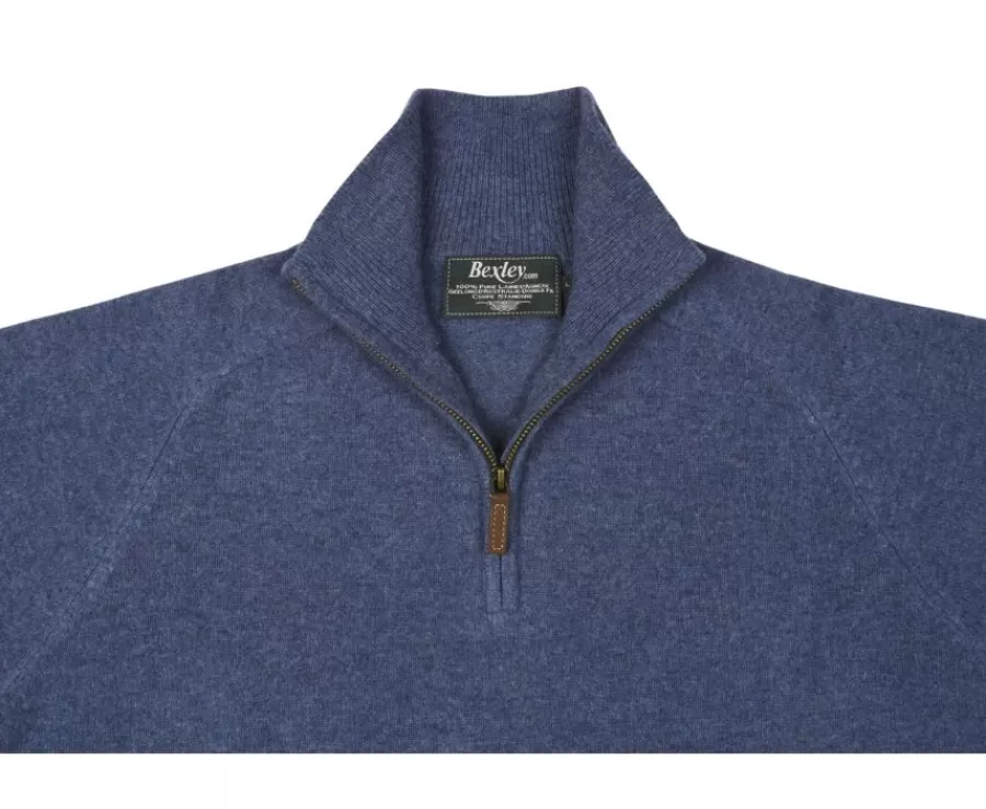 Fashion Jersey de hombre de lana con cuello con cremallera Azul oscuro moteado Kenneth Jerséis De Cuello Cremallera | Jerséis De Punto