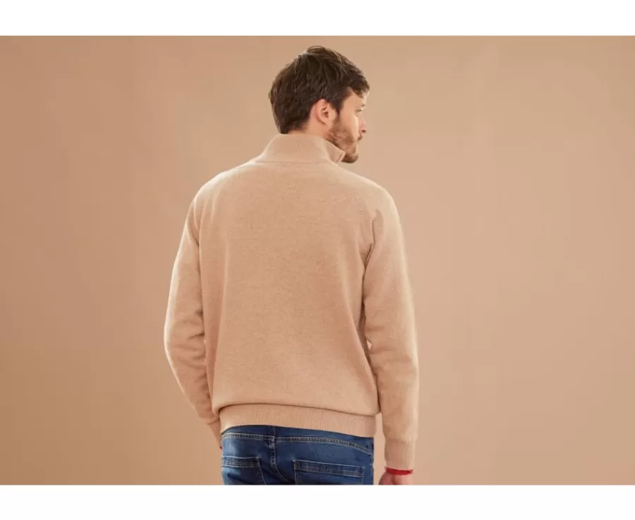 Online Jersey de hombre de lana con cuello con cremallera Beis moteado Kenneth Jerséis De Cuello Cremallera | Jerséis De Punto