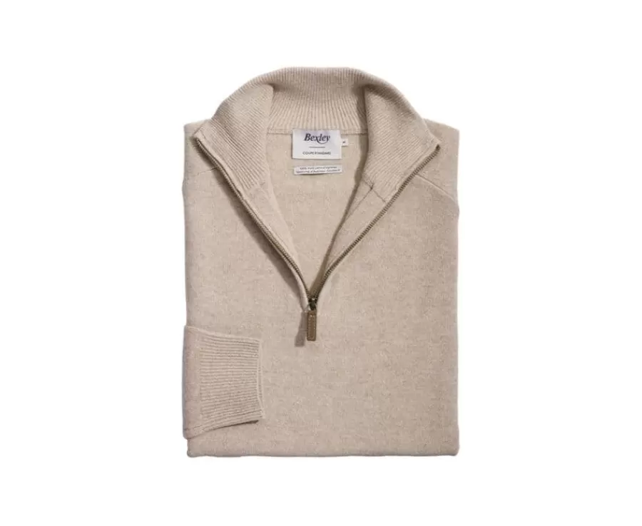 Online Jersey de hombre de lana con cuello con cremallera Beis moteado Kenneth Jerséis De Cuello Cremallera | Jerséis De Punto