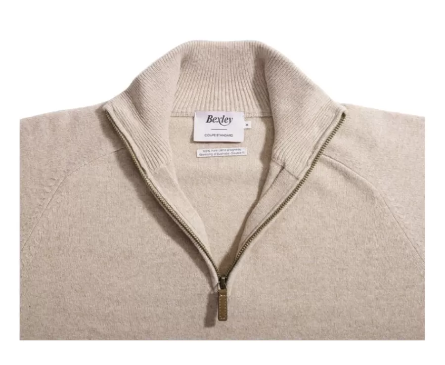 Online Jersey de hombre de lana con cuello con cremallera Beis moteado Kenneth Jerséis De Cuello Cremallera | Jerséis De Punto