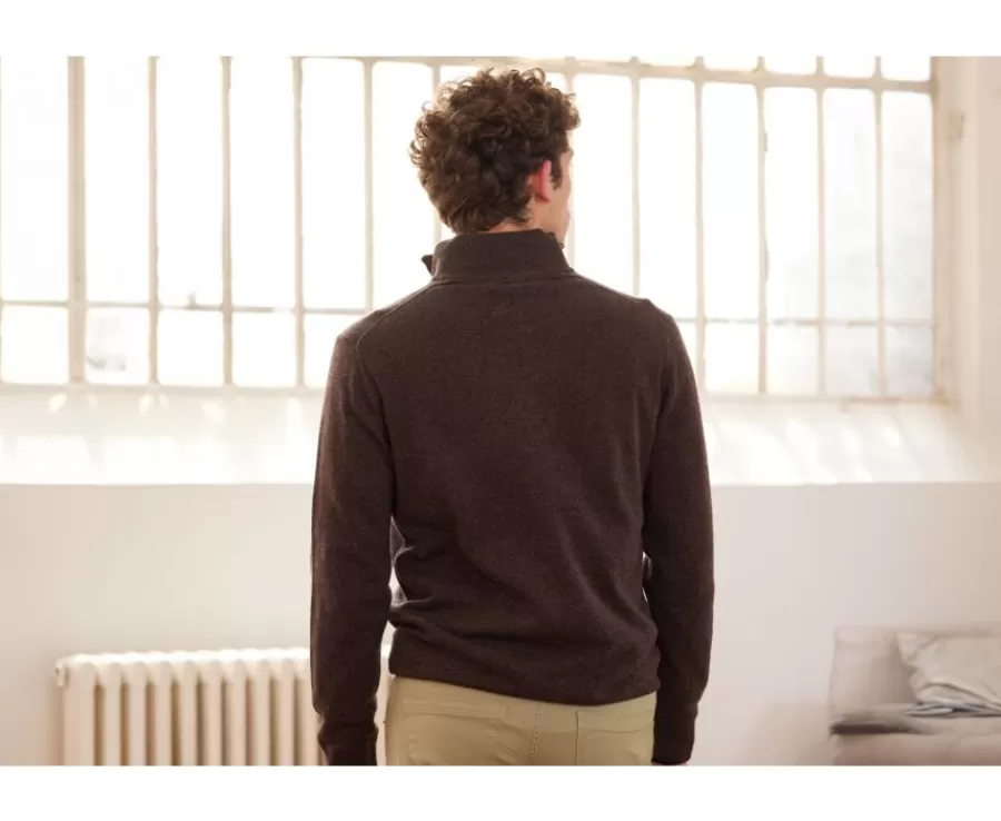 Flash Sale Jersey de hombre de lana con cuello con cremallera Chocolate oscuro Keithy Jerséis De Cuello Cremallera | Jerséis De Punto