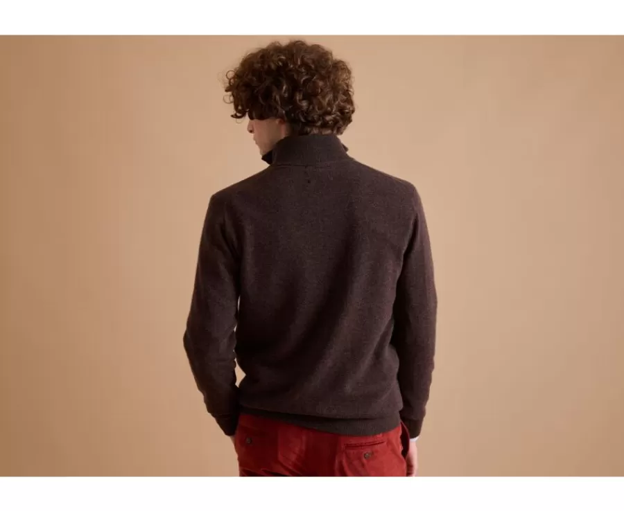 Flash Sale Jersey de hombre de lana con cuello con cremallera Chocolate oscuro Keithy Jerséis De Cuello Cremallera | Jerséis De Punto