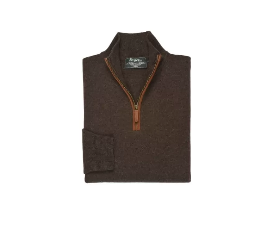 Flash Sale Jersey de hombre de lana con cuello con cremallera Chocolate oscuro Keithy Jerséis De Cuello Cremallera | Jerséis De Punto