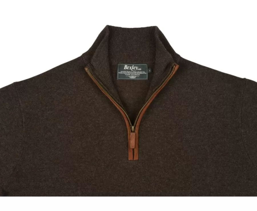Flash Sale Jersey de hombre de lana con cuello con cremallera Chocolate oscuro Keithy Jerséis De Cuello Cremallera | Jerséis De Punto