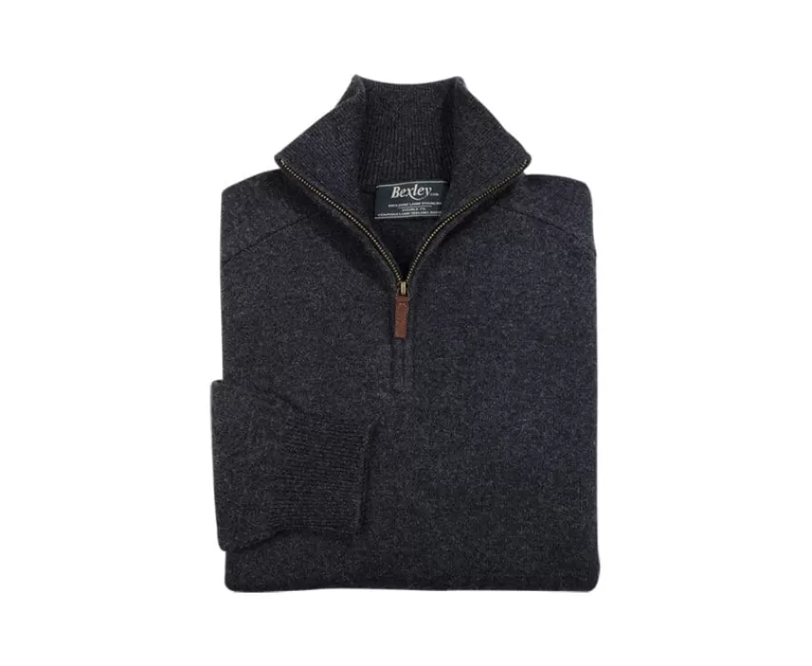 Best Sale Jersey de hombre de lana con cuello con cremallera Gris Antracita moteado Kenneth Jerséis De Cuello Cremallera | Jerséis De Punto