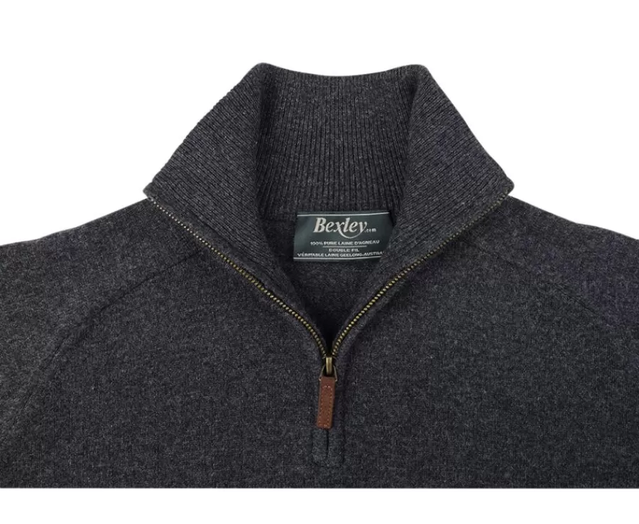 Best Sale Jersey de hombre de lana con cuello con cremallera Gris Antracita moteado Kenneth Jerséis De Cuello Cremallera | Jerséis De Punto