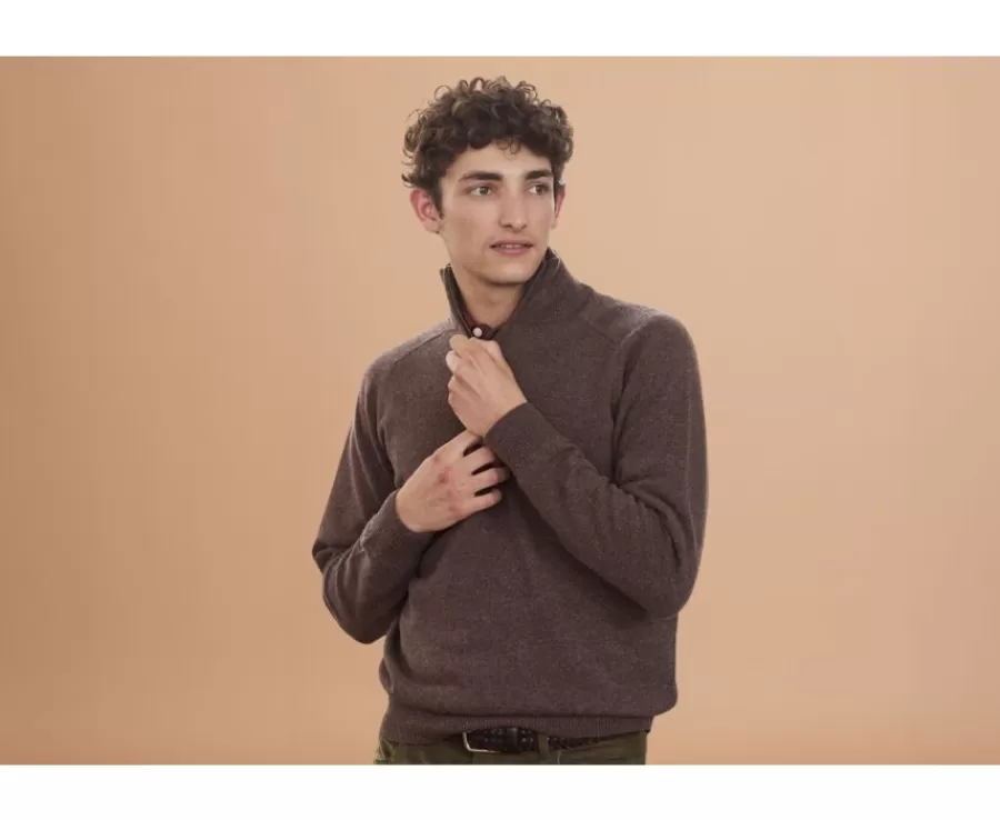 Flash Sale Jersey de hombre de lana con cuello con cremallera Marrón Kenneth Jerséis De Cuello Cremallera | Jerséis De Punto
