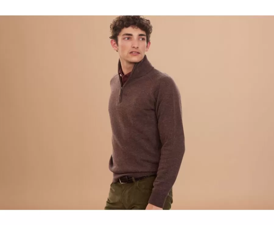 Flash Sale Jersey de hombre de lana con cuello con cremallera Marrón Kenneth Jerséis De Cuello Cremallera | Jerséis De Punto