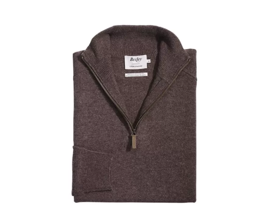 Flash Sale Jersey de hombre de lana con cuello con cremallera Marrón Kenneth Jerséis De Cuello Cremallera | Jerséis De Punto
