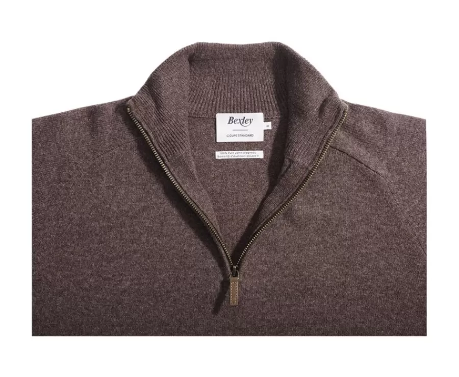 Flash Sale Jersey de hombre de lana con cuello con cremallera Marrón Kenneth Jerséis De Cuello Cremallera | Jerséis De Punto