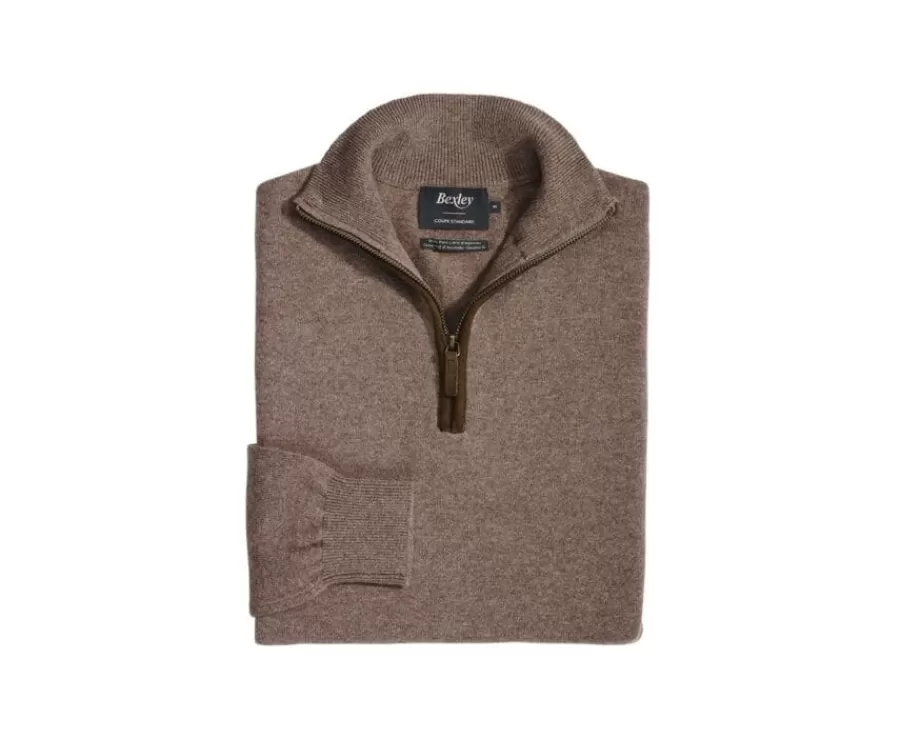 New Jersey de hombre de lana con cuello con cremallera Marrón moteado Keithy Jerséis De Cuello Cremallera | Jerséis De Punto