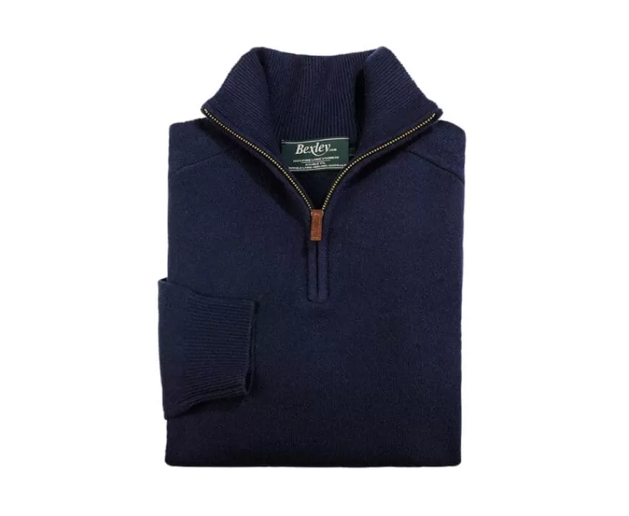 Shop Jersey de hombre de lana con cuello con cremallera Navy Kenneth Jerséis De Cuello Cremallera | Jerséis De Punto