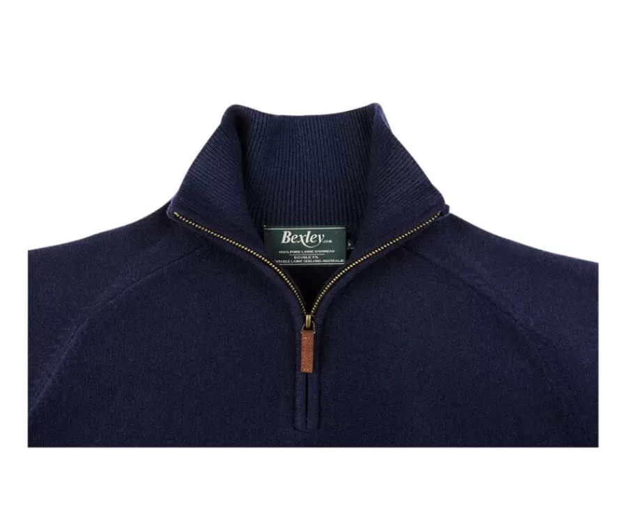 Shop Jersey de hombre de lana con cuello con cremallera Navy Kenneth Jerséis De Cuello Cremallera | Jerséis De Punto