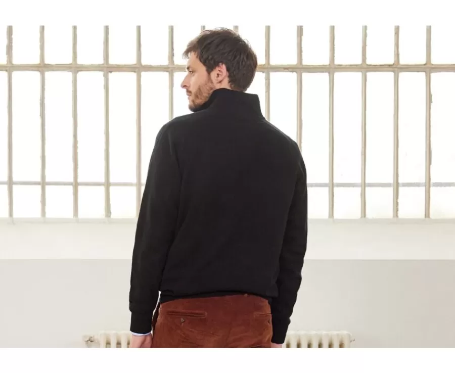 Discount Jersey de hombre de lana con cuello con cremallera Negro Kenneth Jerséis De Cuello Cremallera | Jerséis De Punto