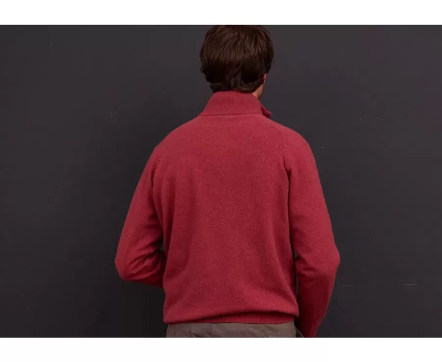 Best Jersey de hombre de lana con cuello con cremallera Rojo moteado Kenneth Jerséis De Cuello Cremallera